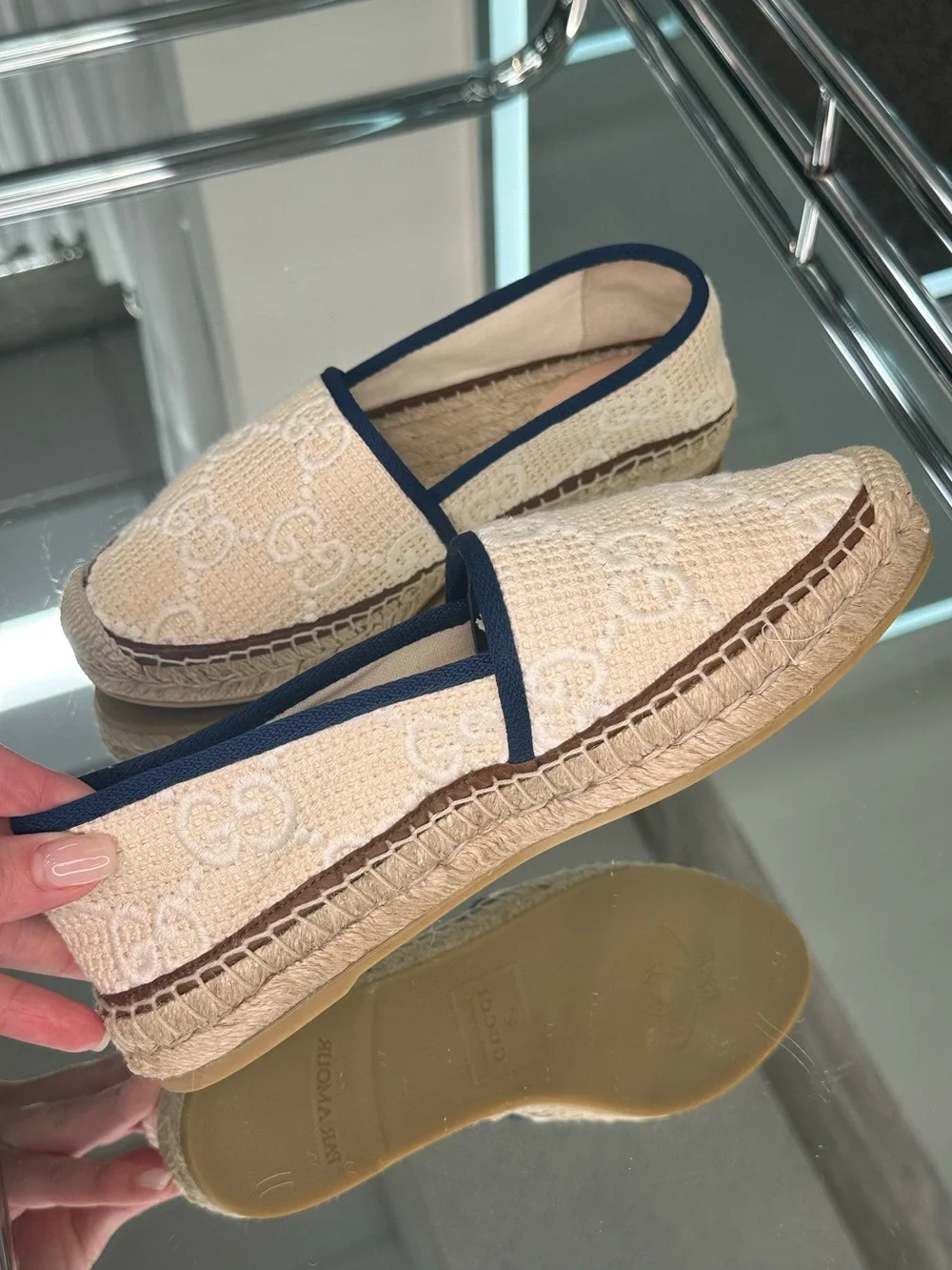 Gucci embroidered canvas Espadrille Flat